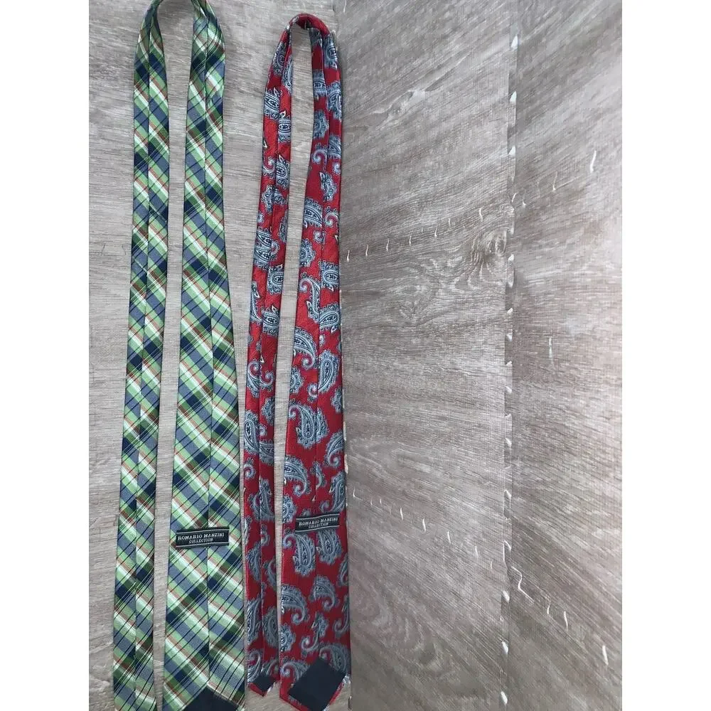 Romario Manzini Men's Silk Necktie‎ Set Multicolor Paisley 2 Piece